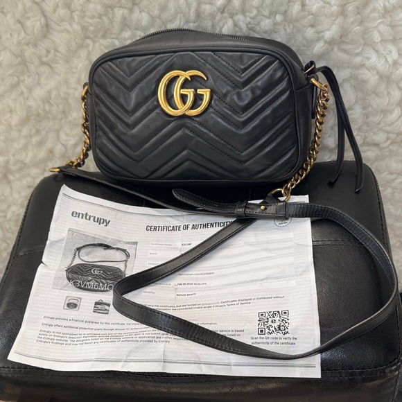 Gucci Handbags - Gucci Black Chevron Leather Crossbody Bag with Gold GG